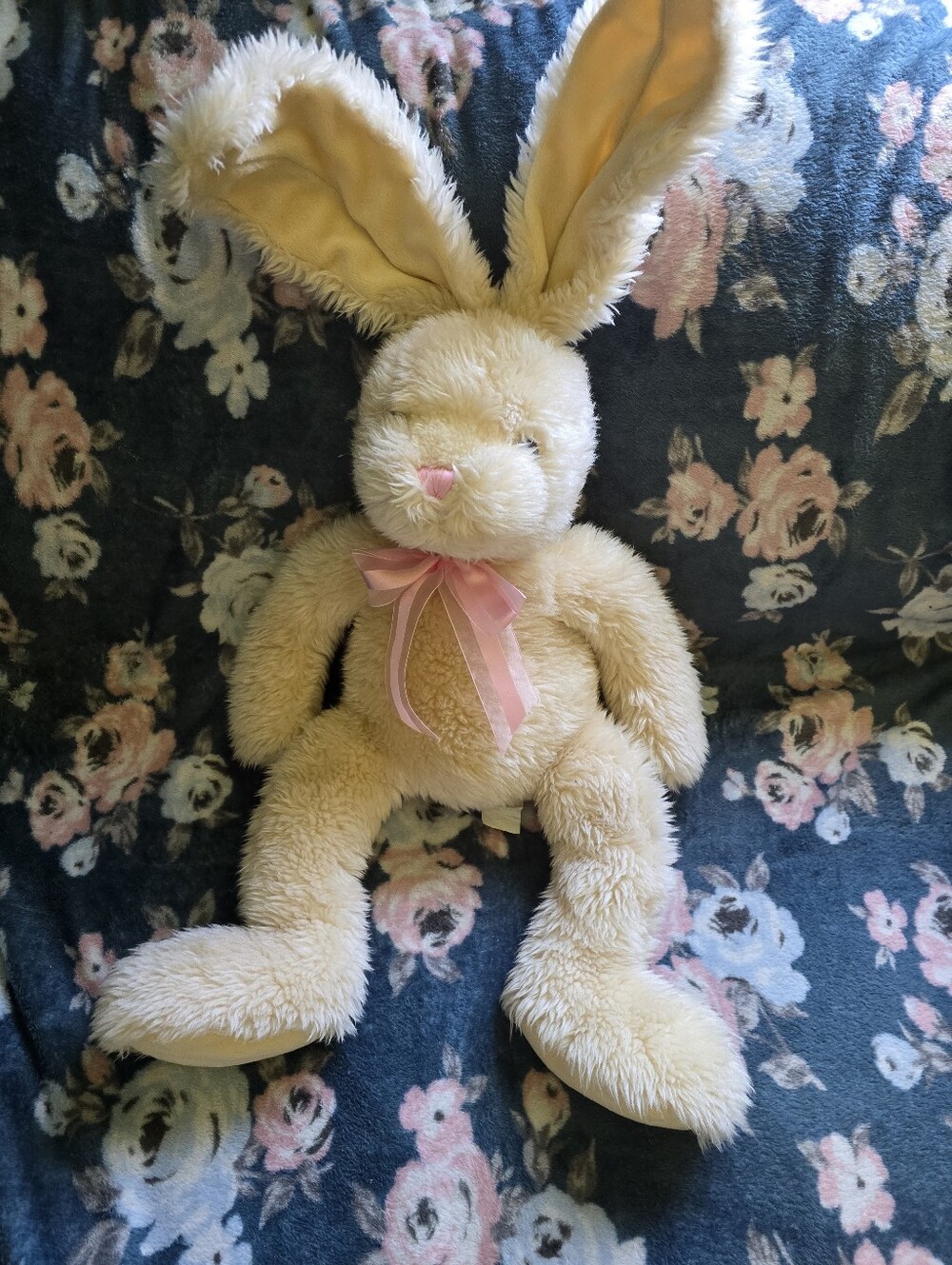 Chrisha Playful Plush Bunny Rabbit 27 inch Stuffed Animal With Pink Ribbon Bow